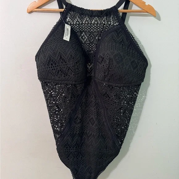 Adore me Elegant Black Crochet One-Piece Swimsuit womens size 1x , XL NWT - Picture 2 of 4